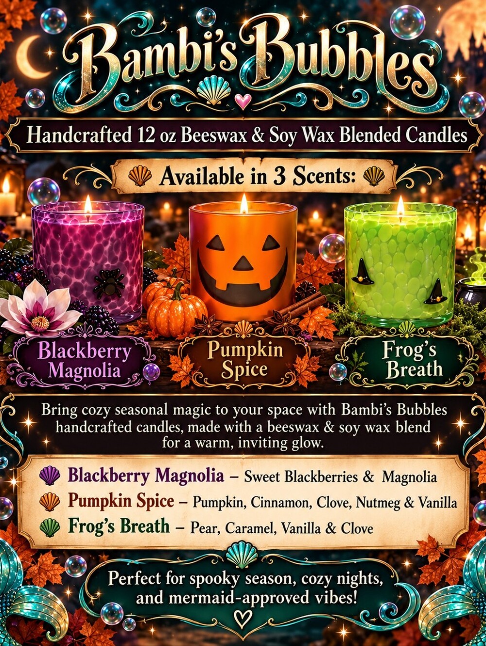 New! Limited Supply Bambis Bubbles 12oz Candle Assorted Scents - Picture 5 of 6